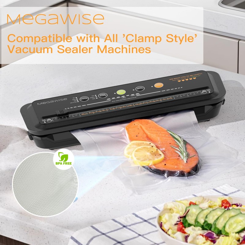 MEGAWISE Vacuum Sealer Bags/Roll, 8" x 21.6' Long, BPA-Free, Compatible