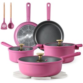 CAROTE Non Stick Pots and Pans Set, Cookware Sets Nonstick, Kitchen Cooking Set with Stay-Cool Handles,with Silicone Tools and Pot Protectors,15 Piece