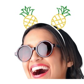 FIESTAS GUIRCA | Cerchietto Ananas Metallico Giallo e Verde (Taglia Unica) - Accessorio per Costumi Feste Estive, Hawaii e Lauree - Ideale per Adulti Unisex - Giallo e Verde