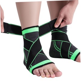 Healvian 2pcs Adjustable Ankle Compression Sleeve Wraps for Sports Ankle Braces for Fitness Running Cycling and Outdoor Activities Fluorescent