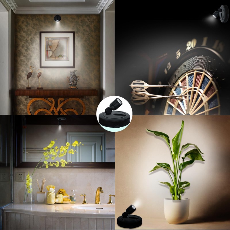 BERGUSTCH Rechargeable Spotlight Indoor, Battery Operated Picture Light with Remote,