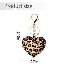 Leopard Print Heart Pendant Keychain Y2K Cheetah Printed Heart Bag Charm for Women Girl Y2K Handbag Purse Backpack Decor Accessories Vintage Leopard Key Chain Wallet Car Key Organizer Holder