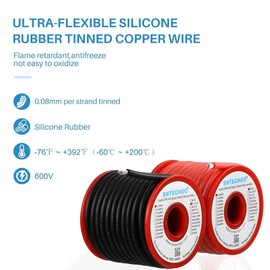 BNTECHGO 12 Gauge Silicone Wire Spool 25ft Red and 25ft Black Flexible 12 AWG Stranded Tinned Copper Wire