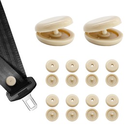 NYTKL 10 Sets Seat Belt Button Stop, Snap-on Seatbelt Clip Prevent Buckle from Sliding Down, Plastic Button Safety Belt Stopper Kit Universal Fit for Most Cars Trucks SUVs (Beige)