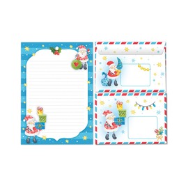 Christmas Santa Writing Paper Set as Letter Pad with Envelope for Kids Boys Girls Christmas Stationery (Pad A5 with 25 Sheets + 15 Envelopes)