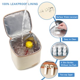 BABEYER Breastmilk Cooler Bag with Ice Pack Fits 4 Baby Bottles Up to 9 Ounce, Baby Bottle Bag for Nursing Mom Daycare, Cream