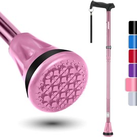 REHAND Walking Cane - Foldable, Adjustable, Collapsible Walking Canes for Men & Women, Heavy Duty All Terrain Tip, with Travel Bag | Walking  for Seniors & Adults telescopic - Color: silver