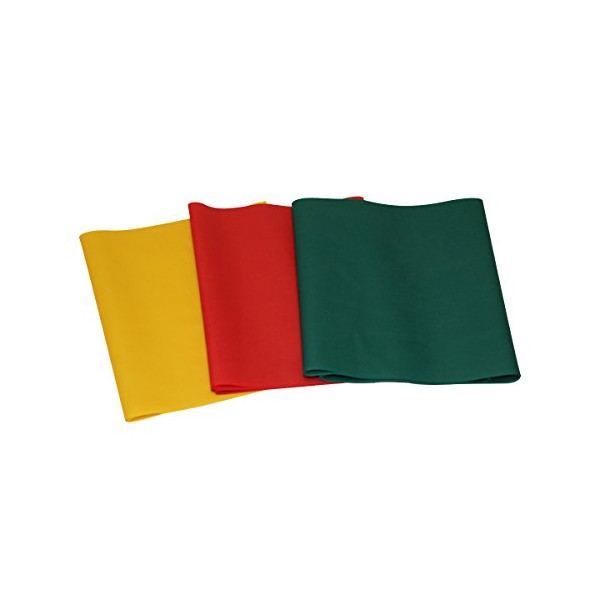 CanDo 10-5680 Latex-Free Exercise Band Pep Pack, Easy, Yellow/Red/Green