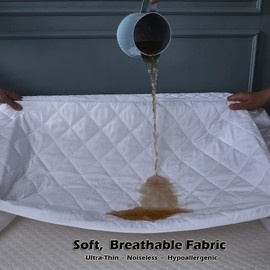 100% Waterproof Quilted Mattress Protector PAD, Hypoallergenic, Super Soft -Breathable and Noiseless Mattress Cover Stretches up to 18 Inches Deep Mattress (Twin 39X75+14 inch)