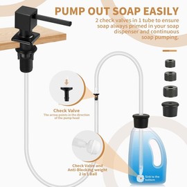 Kitchen Hack Under Sink Dish Soap Dispenser with 47" Tube Hose and Check Valve for Prevent Backflow - Home Goods, White:_Tube Kit with Square pump head (Black)