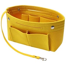 Soyizom Felt Handbag Organiser Bag in Bag, Inner Pockets for Handbags Organiser with Key Chain for Speedy Neverfull, 8 Colours (Yellow, Large), yellow