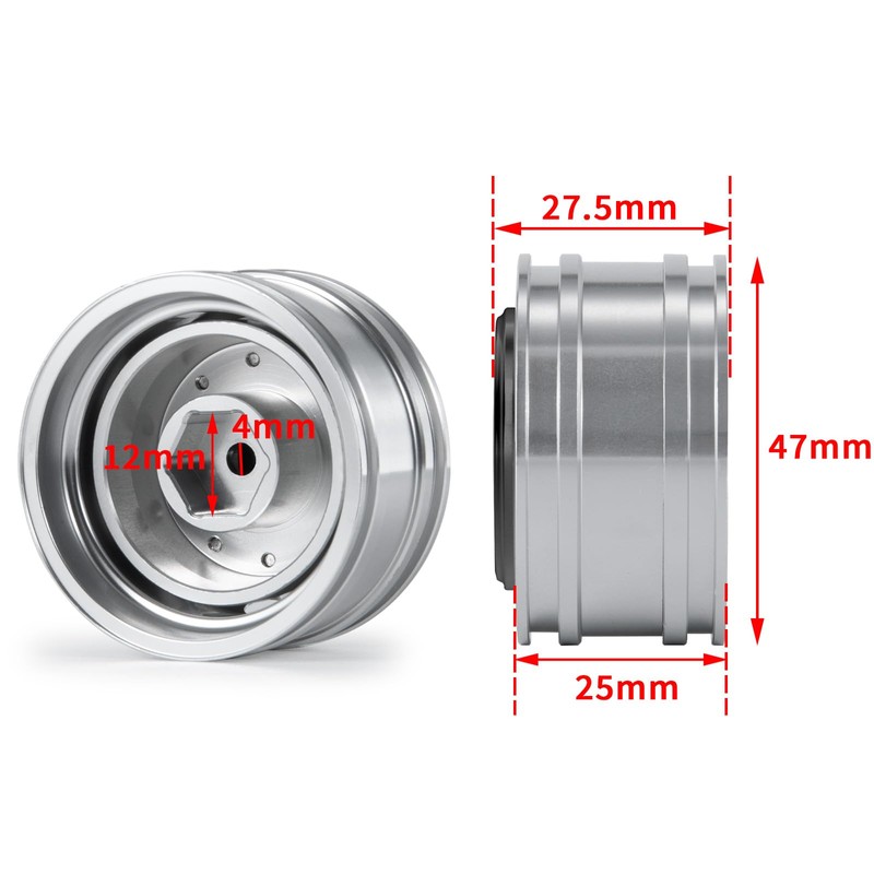 AXspeed Pack of 2 Metal Front Wheel Rims Hex Hubs