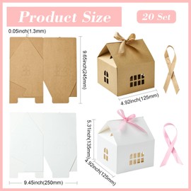 KitBeads 20Pcs 2 Colors House Gift Boxes Cardboard Treat Present Candy Box for Treats Bakery Packaging Parties Anniversaries