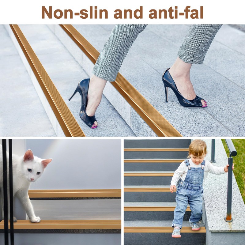 36" Metal Stair Nosing, 2-Pack Self Adhesive Aluminum Stair Edge