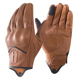 Harssidanzar Mens Motorcycle Gloves Fleece Lined Winter Warm Goatskin Leather Touchscreen GM041CA, Light-Brown, Size Small
