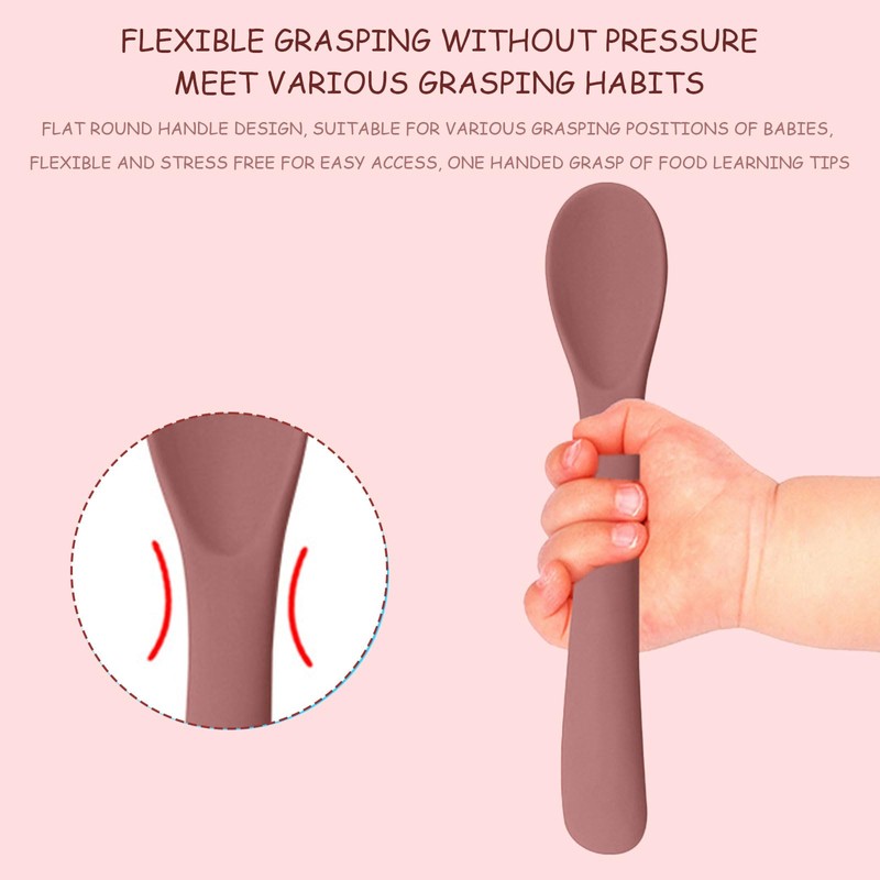 SSKHE 6Pcs Baby Spoons for Weaning, Soft-Tip Baby Cutlery for