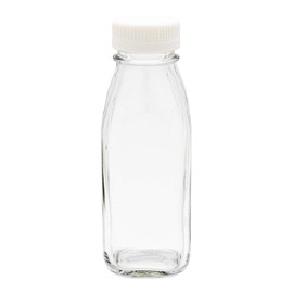 French Countryside 12 Ounce Juice Bottles, 10 Square Juicing Bottles - With Tamper-Evident Caps, Reusable, Clear Glass Juicing Storage Bottles, For Smoothies, Milk, Tea, And Homemade Beverages