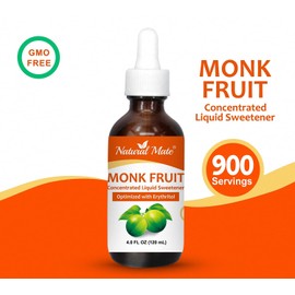 100% Monk Fruit Liquid Sweetener (Optimized with Erythritol) - 4 FL OZ (120 mL) – Glass Bottle| 1Pack)