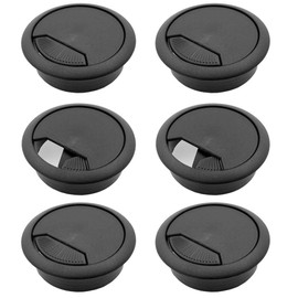 6 Pcs 2 Inch Plastic Desk Cord Cable Hole Cover Grommet Computer Cable Hole Cover Plug Cap Black