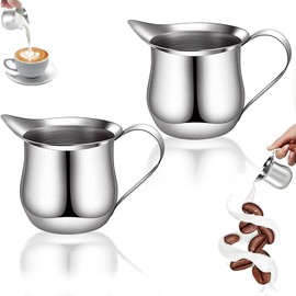 2 Piezas Jarra Espumadora De Leche, Taza Para Espumar Leche, Jarra Para Espumar Leche, Se Puede Hacer Burbujas De Leche, Tirar De Flores, Adecuado Para Familias, Cafeterías, Etc