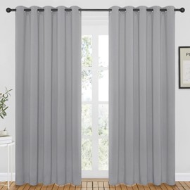 NICETOWN Blackout Curtain Drape 84 inches Length - Light Reducing Thermal Insulated Solid Grommet Blackout Window Treatment for Living Room (Silver Grey, 1 Piece, W66 x L84)
