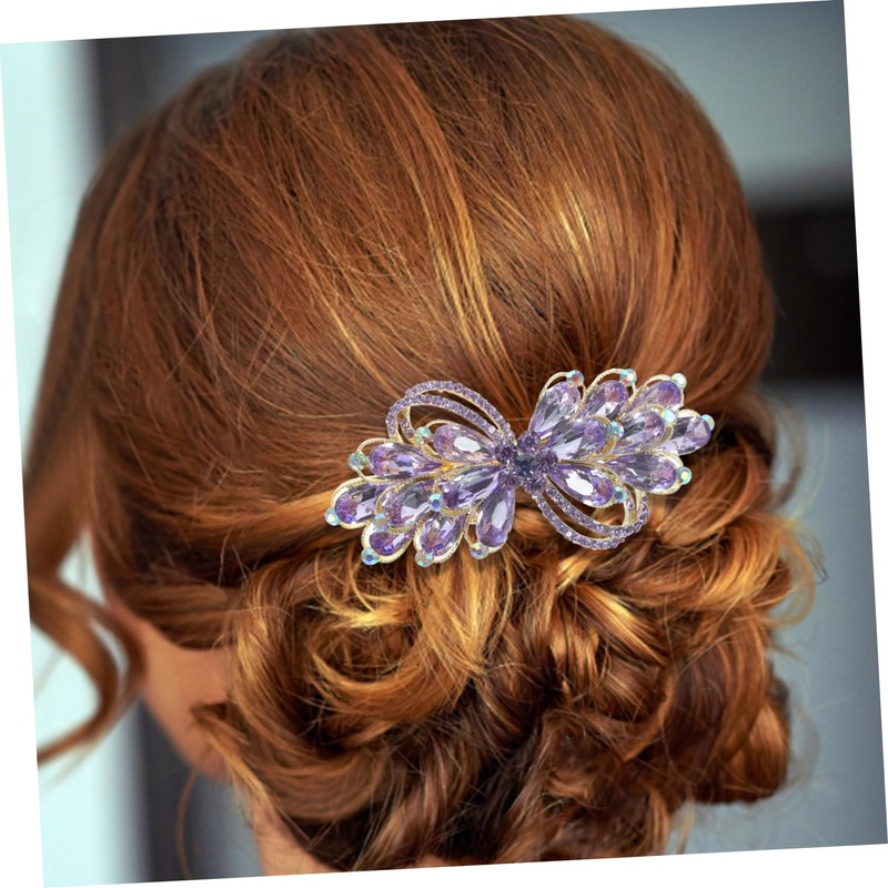 PACKOVE Rhinestone Spring Hair Clip Alloy Barrette Sparkly Bridal Hair