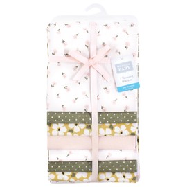 Hudson Baby Unisex Baby Cotton Flannel Receiving Blankets Bundle, Sage Floral, One Size