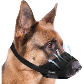 Dog Muzzle, Soft Muzzle for Small Medium Large Sized Dog to Anti & Prevent Biting Barking Chewing, Soft Grooming Muzzle for German Shepherd with Adjustable Strap, Allows Panting and Drinking (Black,L)
