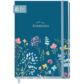 paper&you® Address Book A5 with Index A-Z [Happy Flower] Book for Contacts, Birthdays & Passwords - Sustainable & Climate Friendly