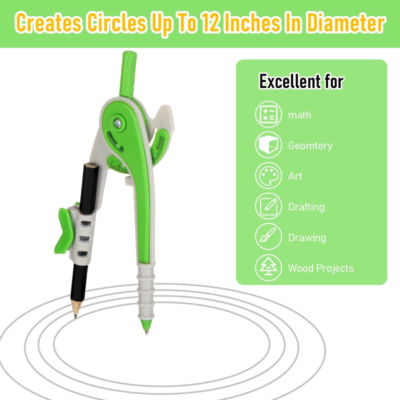 EBOOT Student Geometry Math Set, Drawing Compass and 6 Inch
