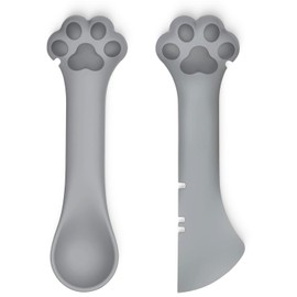 PCYIS 2-Piece Cat Food Spoon & Cat Food Spatula–Silicone Cat Dog Can Opener-Effortlessly Opens Cans|Precise Stirring & Feeding | Easy to Clean | Ideal for Dog & Cat Feeding Cans,Gray