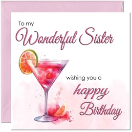 Sister Birthday Card - Elegant Birthday Cards for Sister 145mm x 145mm
