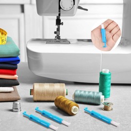 3 Pieces Sewing Machine Needle Threader, Automatic Threader, Fixed Needle Threading Aid Insert (Blue)