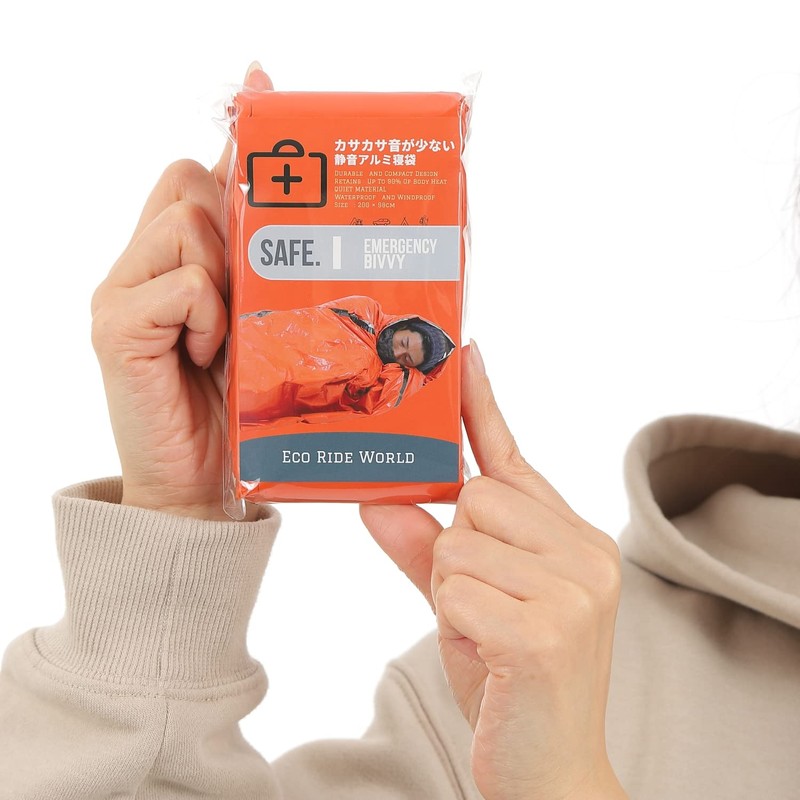 Eco Ride World Emergency Sleeping Bag, Aluminum Sheet, Low Crinkle,
