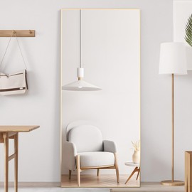 CONGUILIAO Full Length Mirror, 65" x 24" Rectangle Standing Floor Full Body Dressing Mirror with Aluminum Alloy Frame Large Wall-Mounted for Bedroom, Living Room, Dressing Room, Gold