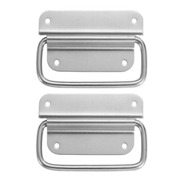 Vasemele Pack of 2 Box Handle Door Handle Stainless Steel External Carry Handles for Screw-On Box Handles Foldable Spring-Loaded Box Handle for Boxes Hardware Box Silver Folding Handle