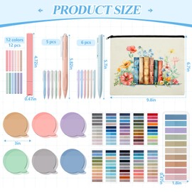 Trandraft Book Annotation Kit, Aesthetic Back to School Supplies 2640 Pcs Sticky Tabs, 300 Sticky Notes, 11 Gel Ink Pen, 12 Highlighter Marker, Pencil Case Pouch for Bible Study Book Lover(Bubble)