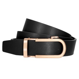 SUOSDEY Women Leather Ratchet Belt for Jeans Dresses Pants Black Brown Womens Belts with Gold Buckle