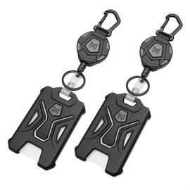 MNGARISTA 2-Pack Retractable Badge Holder, Heavy Duty Carabiner Keychain, Tactical ID Card Holder with 31.5" Retractable Badge Reel, Black