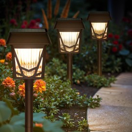 ZEBON Solar Pathway Lights Outdoor, IP66 Waterproof Garden Solar Lights, 1500mAh Yard Landscape Walkway Lighting Work Over 3 Night, 6 Pack Brown