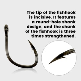 BBBF 5pcs Premium Grouper Fishing Hooks - Heavy-Duty Circle Hooks for Saltwater Big Fishing Gear, Perfect for Big Game Fishing Supplies & Tackle (18#231.42LB-5PCS)