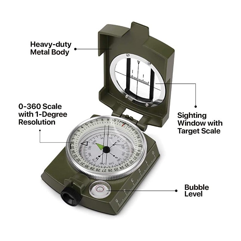 Roobuck Survival Military High-Precision Compass with Waterproof Shakeproof Emergency Luminous