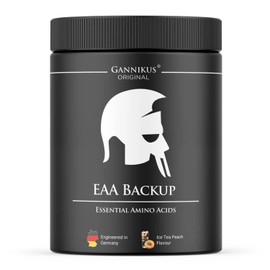 GANNIKUS Gannikus EAA Backup - 9 Essenzielle Aminos?uren Pulver - 540g Ice Tea Peach - 100% Veganes Amino-Pulver - 30 Portionen