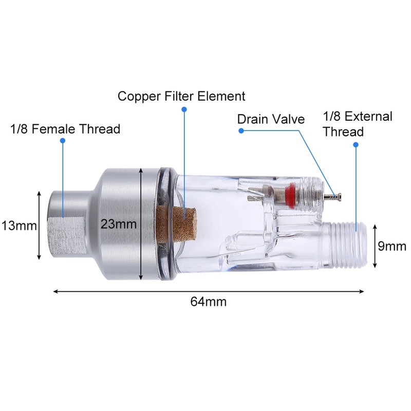 Premium Airbrush in Line Mini Air Filter Water Trap with