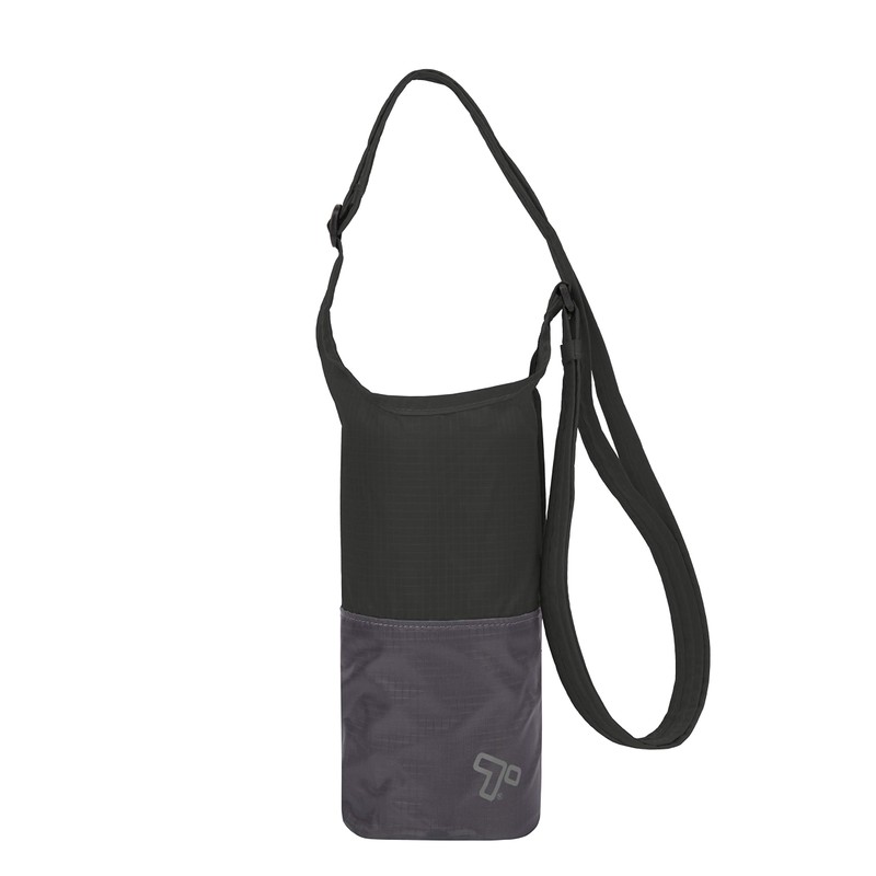 Travelon Unisex Packable Water Bottle Tote Sling Tote Bag, black/grey