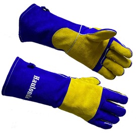Welding Gloves Large 16 Inches 932℉ Heat Resistant Leather Forge/Mig/Stick Welding Gloves Heat/Fire Resistant Mitts for Oven/Grill/Fireplace/Furnace/Stove/Pot Holder/BBQ/Animal Handling