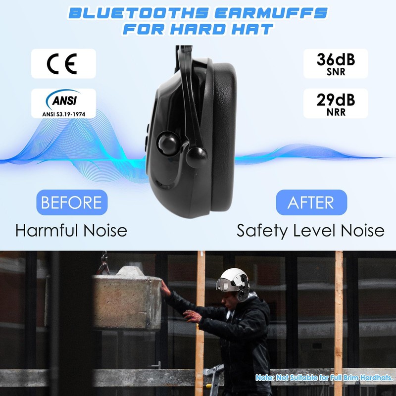 Aolamegs - Orejeras duras con Bluetooth - NRR 26db con
