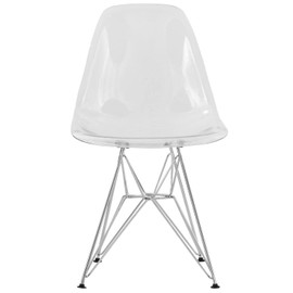 HomeStock Tuscan Temptations Molded Eiffel Side Chair, Hand Brushed Chrome Legs, Plastic with Protective Floor Pads - 32" x 18" x 17"