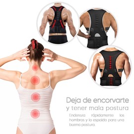 Corrector de Postura Magnético Ajustable Para Hombre y Mujer (Con 10 Imanes De Terapia) | Alivio del Dolor y Soporte Lumbar, Cuello, Espalda, Estiramiento de Columna Vertebral, Corrección de Hombros (Large)