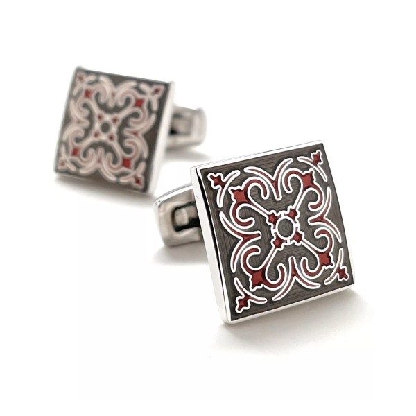 Williams and Clark Cufflinks Spanish Bloom Design Slate Flaming Silver